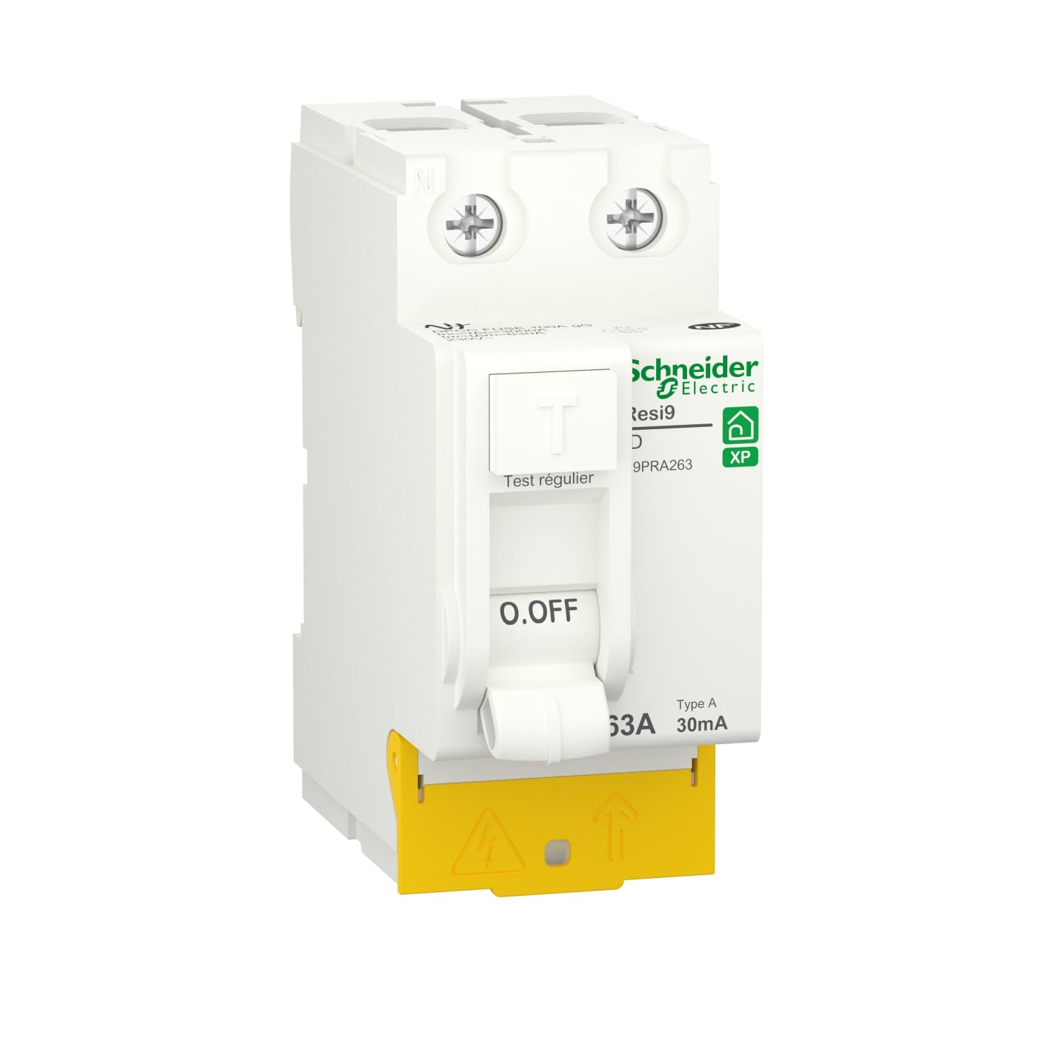 Schneider Electric - Resi9 - inter différentiel - 2P - 63A - 30mA - Type A - peignable - alim bas - R9PRA263