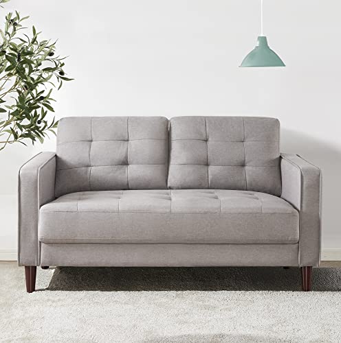 Image of Zinus Benton Loveseat Sofa, Grid Tufted Cushions, Easy, Tool-Free Assembly, Stone Grey