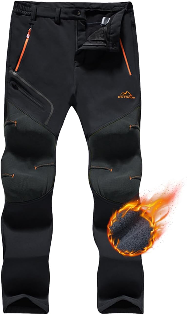 TACVASEN Men’s Thermal Fleece-Lined Snow Pants for Winter Activities