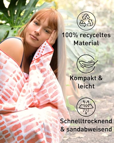 Fit-Flip Strandtuch XXL aus Mikrofaser - leicht und schnelltrocknend - 100% recyceltes Strandhandtuch - kompaktes Handtuch zum Baden - Badetuch (Dunes 200x90cm)