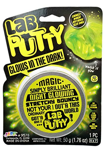 Lab Putty Glow in The Dark Super Bright Night (1 Unit) by JA-RU. Rechargeable Putty Best Thinking Smart Crazy Stress Relief Putty with Tin, Sensory Toys Party Favor for Kids and Adults 9578-1D