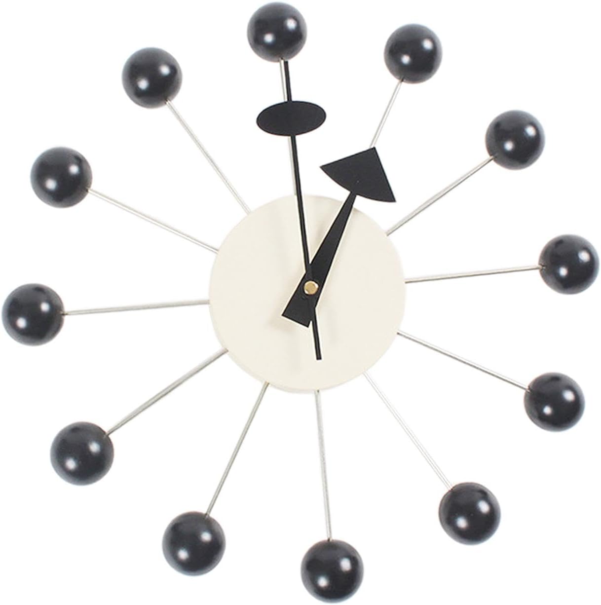 Yajuyi Elegant Wooden Orb Wall Clock for Home Decor, Black Ball