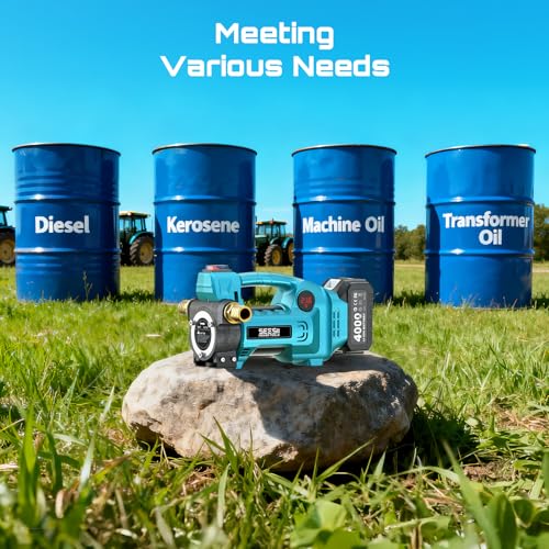 Image of SEESII Diesel Transfer Pump 3-Power: 12V /24V /18V Battery Powered Fuel Transfer Pump with Auto-Stop & 4.0Ah Battery,12 GPM Cordless Diesel Pump for Diesel Kerosene, for Farm Truck Boat