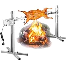 Electric Barbecue Grill, Stainless Steel Rotary Grill, 15W Motor, Perfect for Mini Pig/Ram Rotary BBQ, Camping and Outdoor Activities Stainless Steel, 15W, 50-70KGF.CM Motor