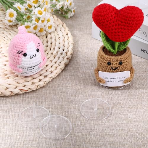 Image of 20 Pcs Crochet Doll Stand, Acrylic Display Base for Emotional Support Pickle, Knitted Doll Holder, Toy Showcase Holder, Home Collectible Display (Round)
