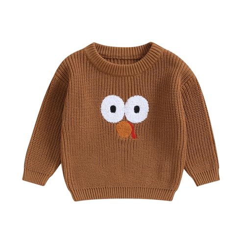 Newborn Toddler Baby Boy Girl Thanksgiving Outfit Knit Sweater Turkey Long Sleeve Pullover Warm Sweatshirt Outfit