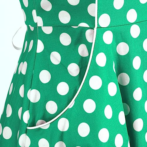 Image of 1950s Dresses for Women Vintage Retro Cocktail Party Swing Dresses Halter Floral Rockabilly 50s Polka Dot Pin up Dress