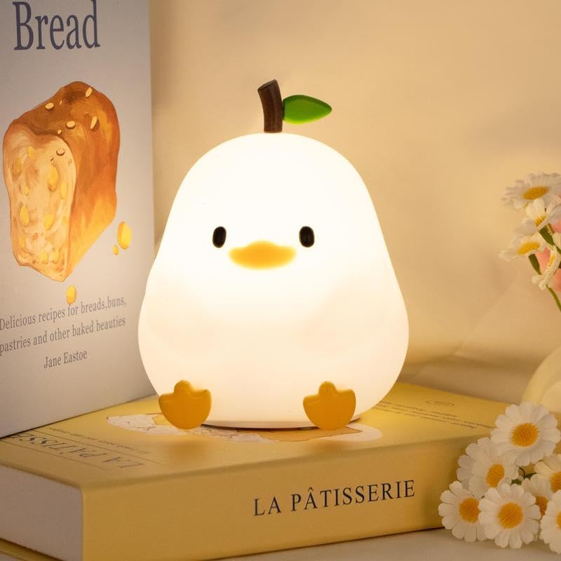 Lámpara de noche de silicona USB recargable con diseño pato pera