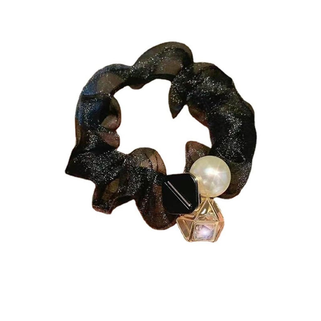 Anneau de cheveux en perles anti-casse, chouchou organza haute élasticité pour cheveux épais