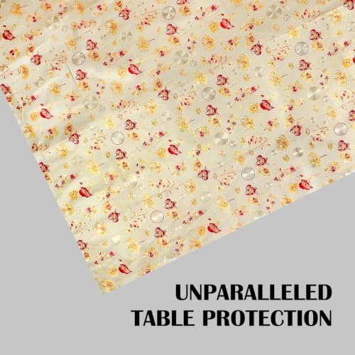 Image of Dakshya Industries PVC Waterproof Withoutlace Dining Table Cover (Size - 54X78 Inch) Rectangle 6 Seater Heat Rasistant, Red & Golden