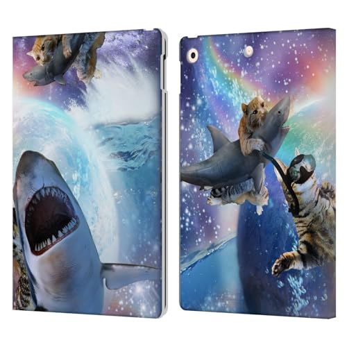 Housse iPad 10.2 chat espace requin contre chocs et rayures