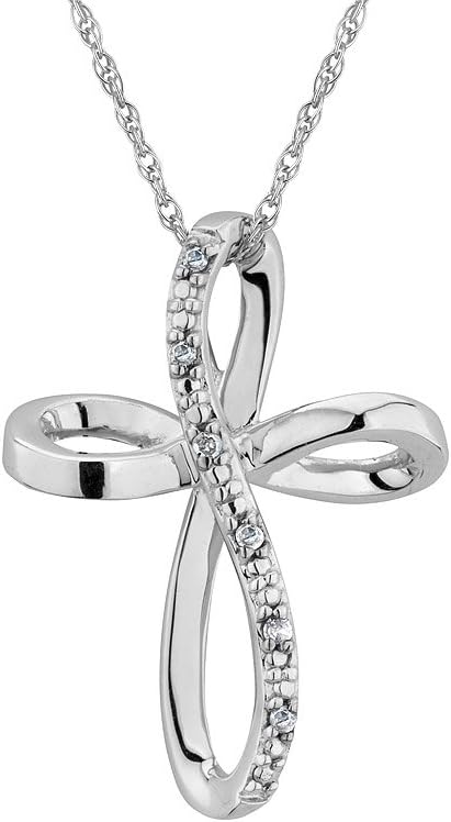 Diamond Cross Pendant Necklace in Sterling Silver
