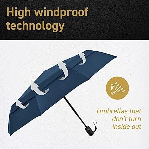 Miniatura 3 de Windproof Travel Umbrellas for Rain - Lightweight, Strong, Compact with & Easy Auto OpenClose Button for Single Hand Use - Double Vented Canopy for