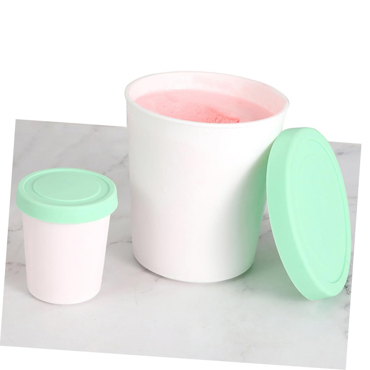 STOBAZA Contenitori Gelato Riutilizzabili 4 Pezzi Coperchi Silicone, 1000ml