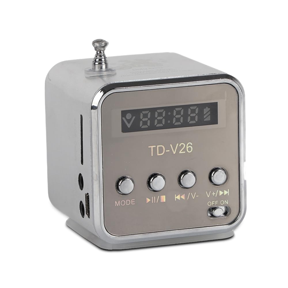Music Player, Mini Speaker Music Player Portable FM Radio Stereo PC Fashion Support TF Card and U Disk(Sliver)-image-17