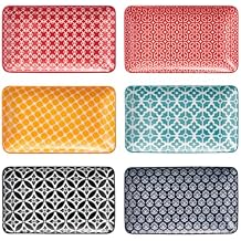 DOWAN 8" Ceramic Salad Plates Set of 6, Colorful Design for Salads, Appetizers & Desserts, Dishwasher, Microwave & Oven Safe Ideal for Parties and Perfect for Wedding & Mothers Day Gifts