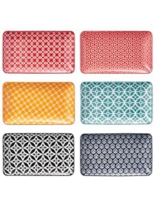 DOWAN Servierplatte 6er Bunte Dessertteller Set