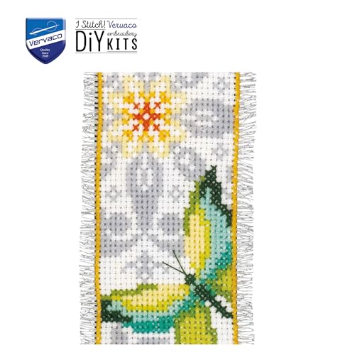 Image of Vervaco Cross Stitch Bookmark Butterfly (Set of 2) 2.4 inch x 8 inch