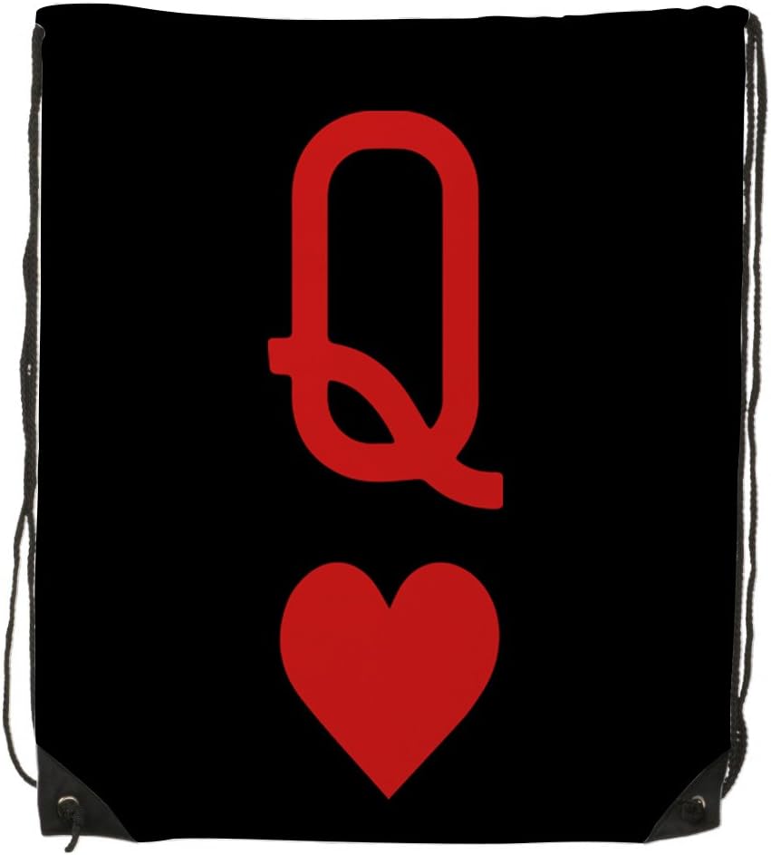 FXXKFACE Queen of Hearts Playing Card Logo Unisex Gym Drawstring Shoulder Bag Backpack Travel Bag Bags Backpack String Bags School Rucksack Gym Handbag