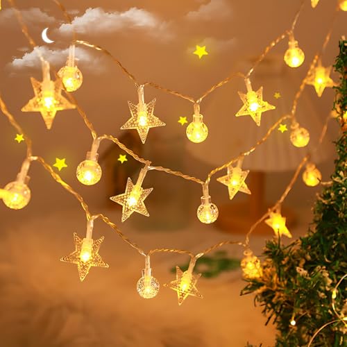 TaimeiMao Catena Luminosa Esterno,luci natale esterno stella,Luci da Giardino a Batteria,20 LED 3-metro IP44,Decorazione Luci Esterno Interno per Natale,Matrimonio,Festa,Patio,Cortile,Portico