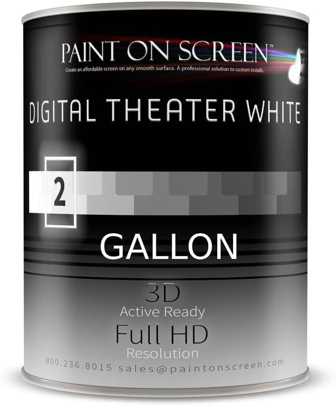 Projector Screen Paint | Single-Coat Short Throw Projector Screen Paint For Picture Perfect 1080 HD and 4K UHD Clarity | Ideal For At-Home Indoor Use | Digital Theater White, 1 Gallon