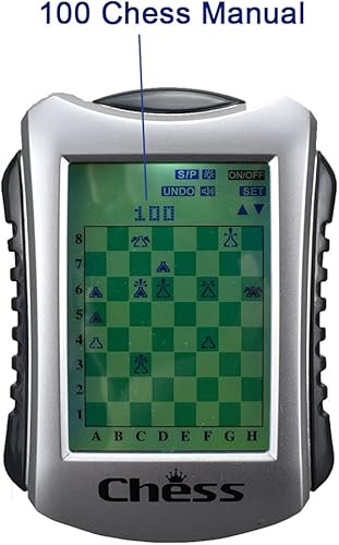 Miniatura 5 de Lyght Juego de ajedrez electrónico de mano, 20 niveles, 100 registros de ajedrez incorporados, juego integrado de conectar cuatro y damas,