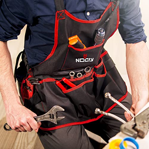 Nocry Professional Canvas Work Apron - With 16 Tool Pockets, Fully Adjustable, Waterproof & Protective, Black #TOP2