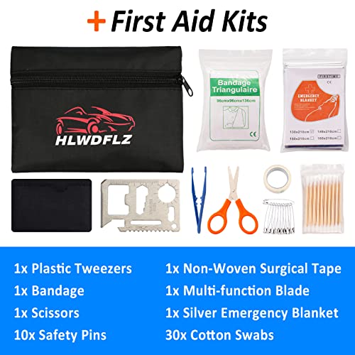 Hlwdflz Car Roadside Emergency Kit - 86Pcs Winter Traveler Safety Road Side Assistance Kits, Car Kit Essentials For Men, Women, Teen #TOP4