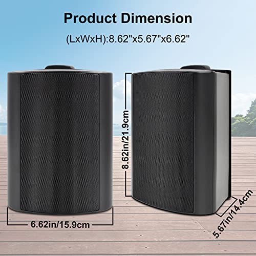Herdio Passive Outdoor Speakers Wired Waterproof, 4 Inches 2-Way 400W Wall Mounted Speakers with Dome Tweeter, All-Weather Durability, for Patio Porch Backyard (2Pairs, Black) - Thumbnail 6