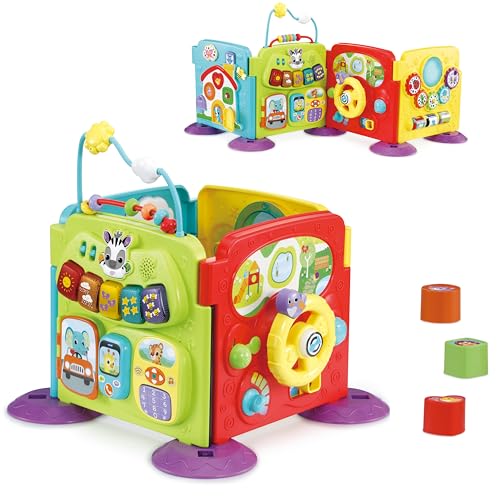 VTech-Baby Paneles Encajables Multiactividades 4 en 1, Juguete Bebés +3 Meses, Centro de Actividades Interactivo con Piano, Teléfono, Engranajes, Clasificador de Formas y Sonidos, Versión ESP