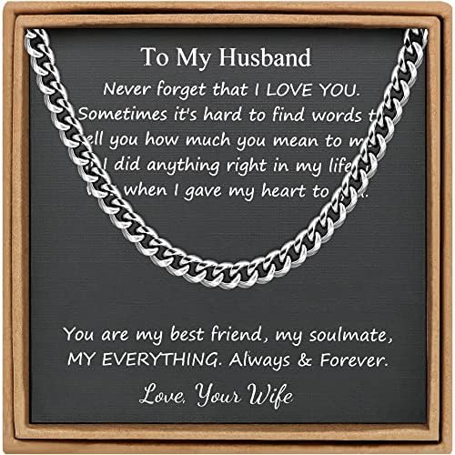 JoycuFF to My Husband Necklace Birthday Anniversary Cuban Chain from Wife Stainless Steel Unique 6MM Father's Day Chain