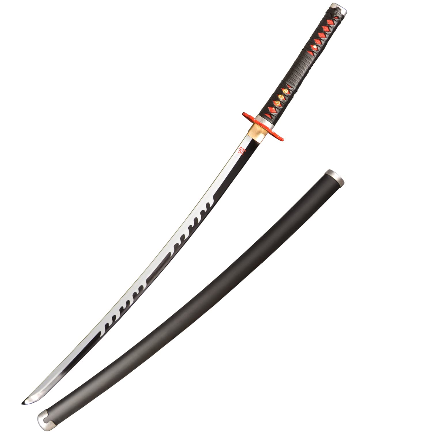 Sword Valley Kamado Tanjirou Sword 40.94″ with Display Rack - AISI 1045 Carbon Steel Blade - Cosplay Prop Anime Katana Samurai Sword - Handle Absorbs Sweat and Prevents Slipping