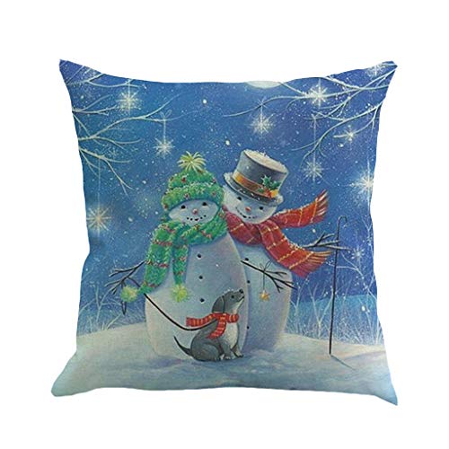 Kolylong® Weihnachts Kissenbezug Leinen Platz Werfen Flachs Kissenbezug Dekorative Kissen Geschenk Zierkissenbezüge Schneemann Schöne Kissenbezug Home Decor 45 cm * 45 cm