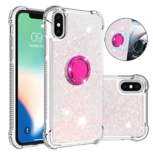 Transparent Liquid Case for Galaxy A03S 164 Ring Holder, Silicone Phone Case Glitter Floating Liquid Cover Slim Bumper Case Sparkly Back Case Resistant Hard Compatible with Samsung Galaxy A03S 164