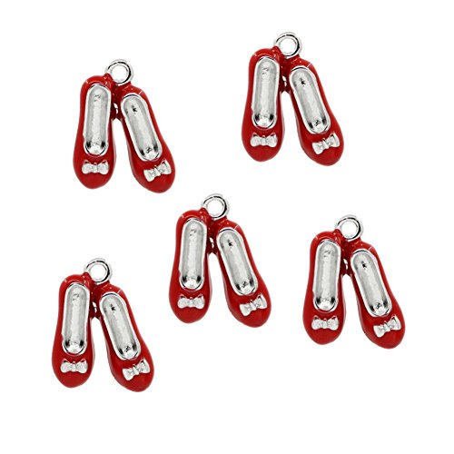 AKOAK 5 Pcs/Pack Creative Shoes Pendants Silver Alloy Tone E