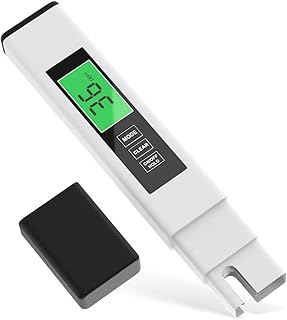 TDS Water Tester, 4 in 1 TDS Meter Digital Water Tester, Accurate and Reliable Digital TDS EC & Temp(°C,°F) Meter, 0-9990PPM Water Quality Tester for Drinking Water RO/DI System Aquarium White 6.1In