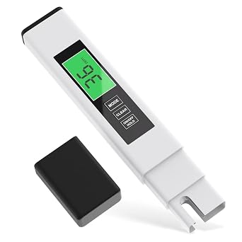 TDS Water Tester, 4 in 1 TDS Meter Digital Water Tester, Accurate and Reliable Digital TDS EC & TempC,F Meter, 0-9990PPM Water Quality Tester for Drinking Water RO/DI System Aquarium White 6.1In