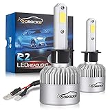 VoRock8 R2 COB H1 8000LM LED Headlight Conversion Kit, High Beam Bulb, Low Beam headlamp, Fog Driving Light, Halogen Head Light Replacement, 6500K Xenon White, 1 Pair- 1 Year Warranty