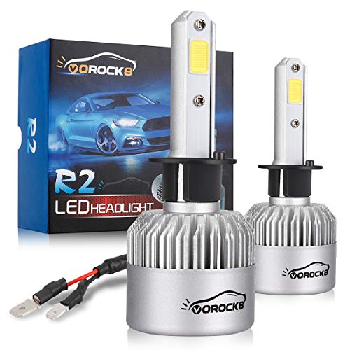 VoRock8 R2 COB H1 8000LM Led Head Iight Conversion Kit, High Beam Bulb, Low Beam Bulbs, Fog Driving Light, Replace Halogen Bulbs, 6500K Xenon White, 1 Pair