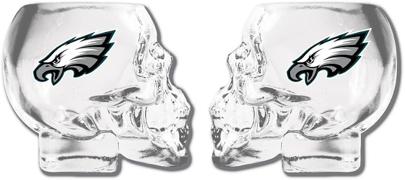 Denco Philadelphia Eagles Skull Shot Glass Official NFL Team Logo Shot Glass, Football Fan Barware for Game Day & Collecting