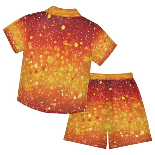 Boccsty Bright Red Orange Yellow Glitter Boy Summer Shorts Sets Hawaiian Toddler Boys T-Shirt & Pants 2 Pcs 3T2