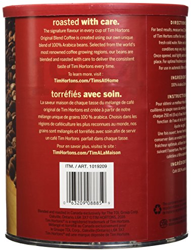 Tim Hortons 100% Arabica Medium Roast Original Blend Ground Coffee, 48 Ounces, 3 Pound Can, Imported From Canada #TOP1