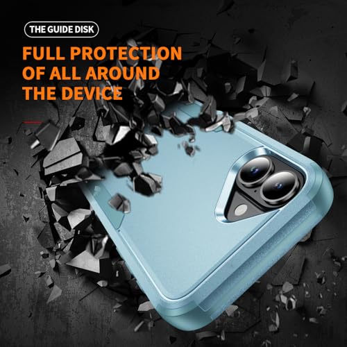 Image of Cubix Full Body Armor Cover for iPhone 16 Plus Pouch Hard PC + Soft TPU 3-Layer Military Grade Back Case (Aqua)