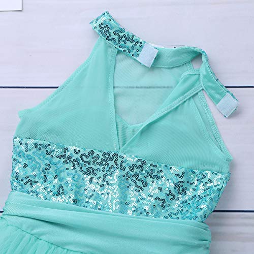 image for TiaoBug Kid Girls Sleeveless Dance Dress Sequined Mock Neck Ballet Leo