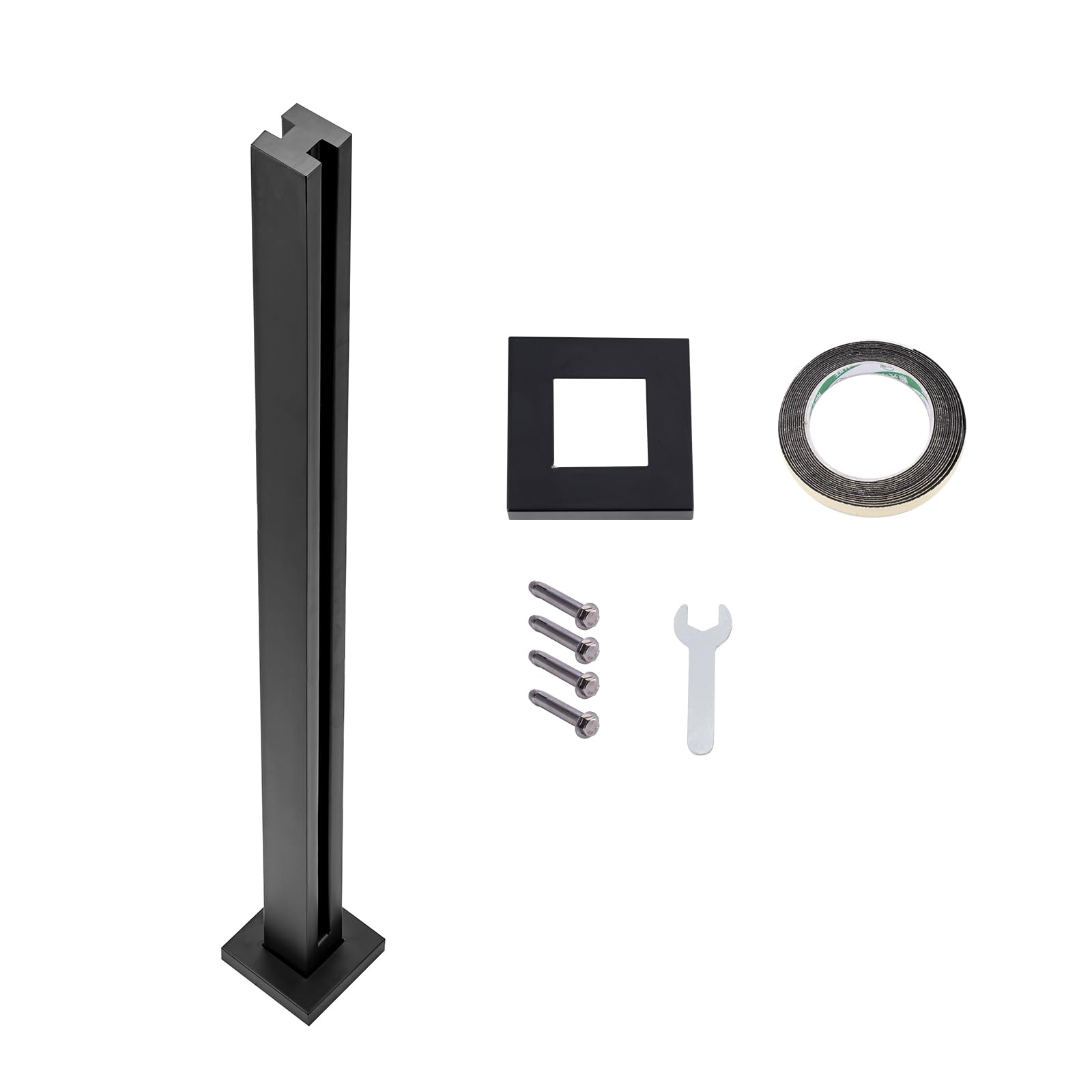 VEVOR Abrazadera de Vidrio, Soporte de Barandilla de Vidrio de 1050 x 105 x 105 mm para Vidrio Templado de 10-12 mm de Espesor, Acero Inoxidable 304, para Balcón, Jardín, Cubierta, Escalera, Negro
