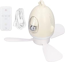 plplaaoo Ventilador de teto mini ventilador de teto portátil, ventilador de lâmpada de teto, controle remoto carregamento USB de baixo ruído forma de aeronave mini ventilador de luz noturna para sala de estar quarto cozinha infantil (branco)