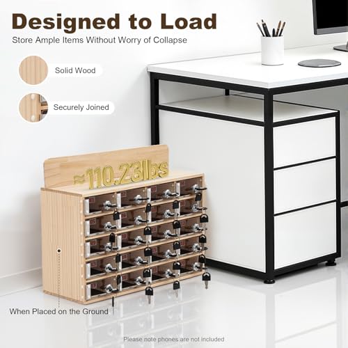 Caja de almacenamiento para teléfonos con 20 ranuras de madera 7