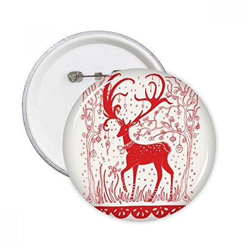 Cadeau badge cerf cartoon bouton rond en papier rouge pour offrir lors des anniversaires
