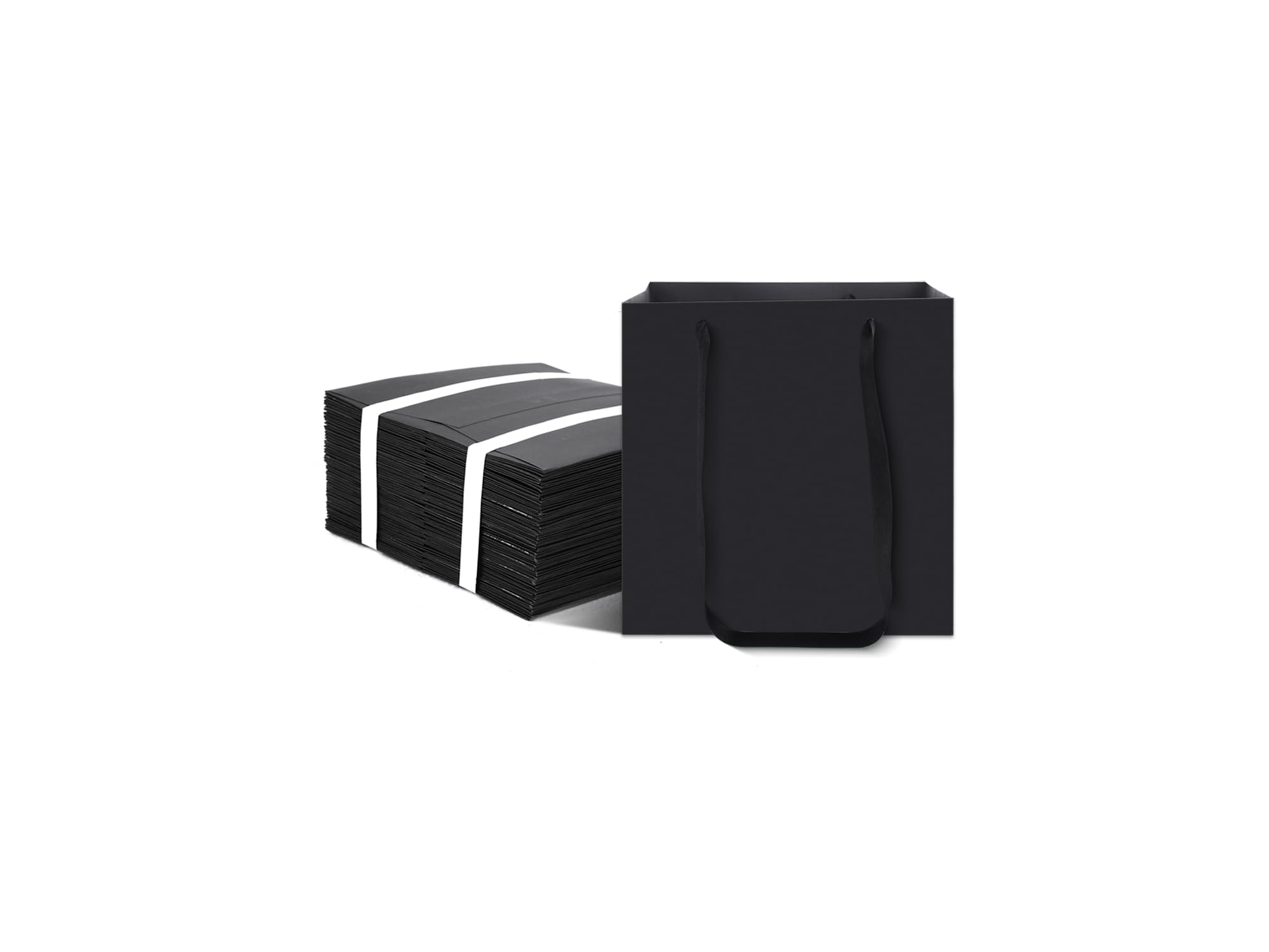 Bolsas De Papel Negras Con Asas Paquete De 100 8X4.5X10 Pulgadas Bolsas