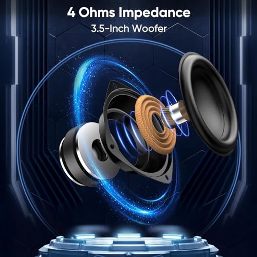 Image of Saiyin Slim Wall Speakers (Pair),Wall Mount Surround Speakers,4 Ohms,3.5-Inch Woofer with Horn Tweeter, Home Theater Speaker for Living Room,Office,Kitchen